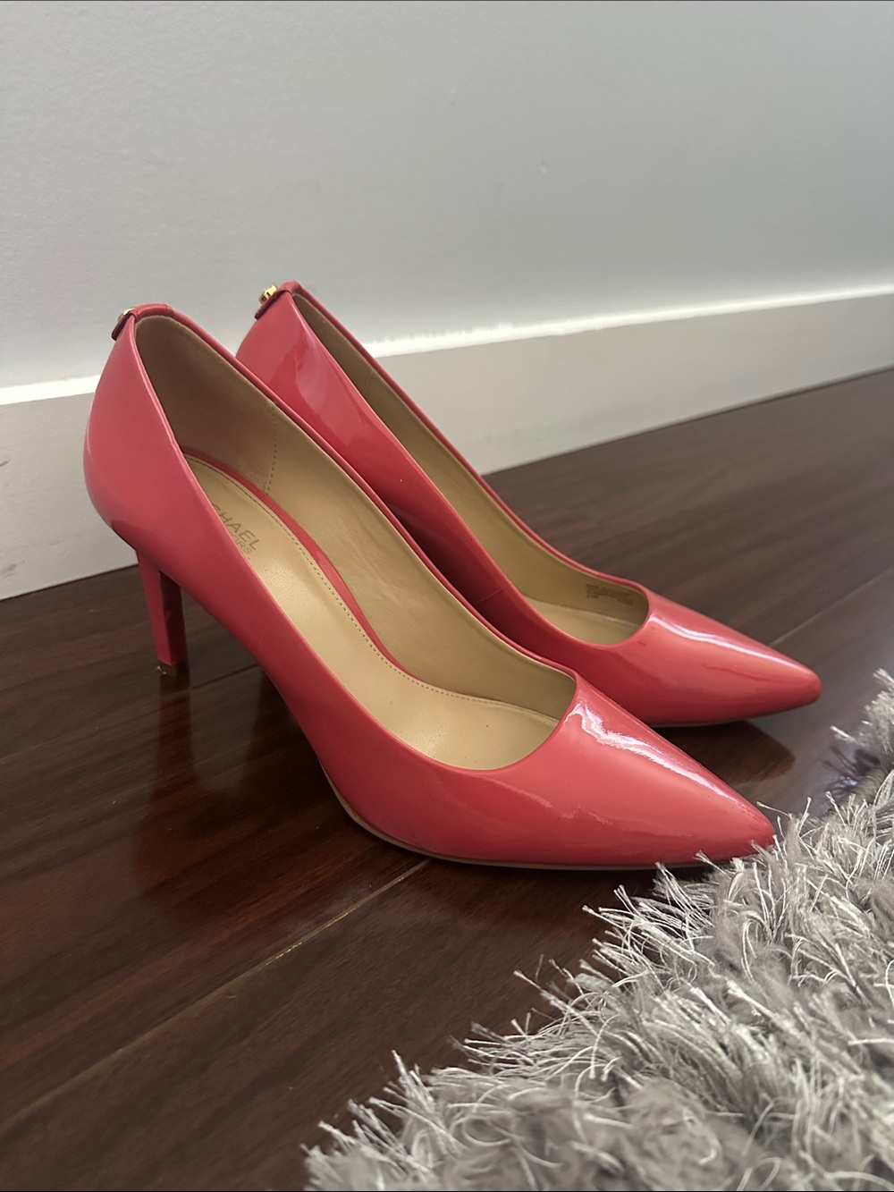 Michael Kors Coral-Red Patent Leather Pointed-Toe Pumps